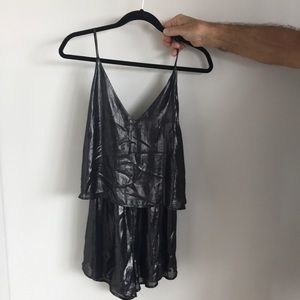 Shimmery black/grey sleeveless romper w tags